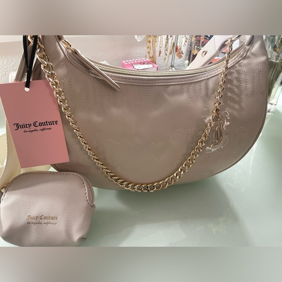 Juicy Couture Cream Quilted Angel Juicy Puff Half Moon Crossbody Bag - Picture 5 of 9